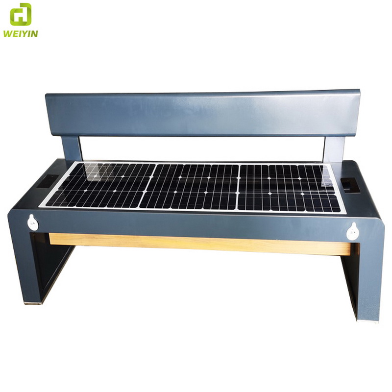 الفولاذ المقاوم للصدأ الرمادي Clor Smart Wifi USB شحن الطاقة الشمسية في الهواء الطلق مقعد